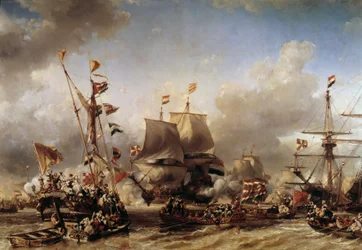 Embarkment of Dutch Admiral Michel Adrien Ruyter and William de Witt for the Battle of Texel