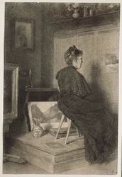 Mary Eysen in the studio of Villa Holstein in Meran-Obermais