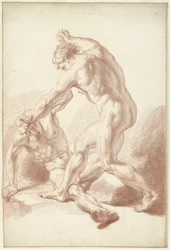 Two Naked Men Fighting