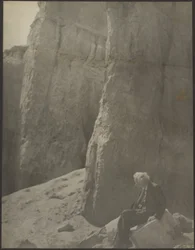 Elderly Man in Rocky Landscape