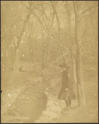 Girl Standing by a Brook