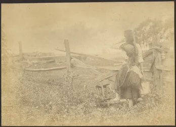 Girl with Pail at Fence
