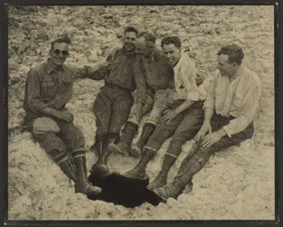 Group Portrait Seated at Mouth of Vertical Cave, San Jacinto Peak