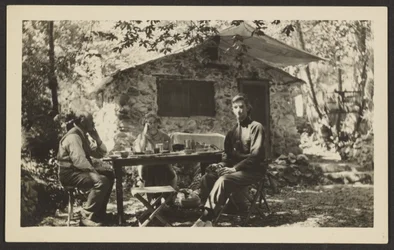 Outdoor Meal at Stone House in Woods