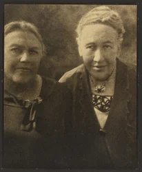 Portrait of Two Women Before Tapestry