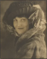 Portrait of a Woman in Hat with Feathers