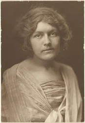 Portrait of a Woman in Silk Dress with Shawl