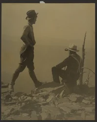 Two Men Looking in the Distance (Possibly Old Baldy Peak)