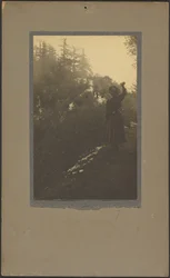 Woman Waving in the Woods