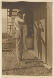 [Young Man and his Shadow Drinking Water from a Ladle]