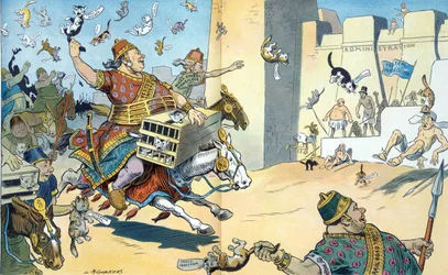 The Wall Street Persians and the Washington Egyptians 1907. Illustration Shows the Battle of Pelusium with the Persians Identified as Having 