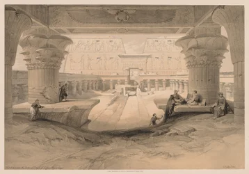 Egypt and Nubia: Volume I - No. 32, View from Under the Portico of the Temple of Edfou, 1838
