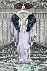 Representation of the Lady of the Lake (Nimue, Viviane) Illustration by Louis Rhead (1858-1926) for “King Arthur and his knights”