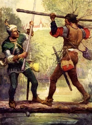 Robin Hood fighting with Little John