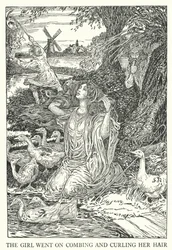 The Girl Went on Combing and Curling Her Hair