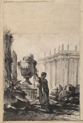 Architectural Fantasy with Vase, Herm, and Colonnade
