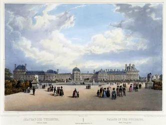 View of the Palace and the Garden of the Tuileries - in Promenade dans Paris et ses environs by Jacottet and Benoist, Paris, c.1840