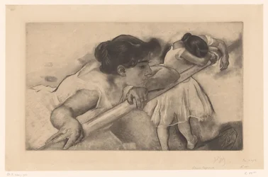 Two Ballerinas at a Ballet Barre