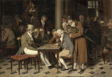 Interior of a café La partie de dames au café Lamblin au Palais-Royal