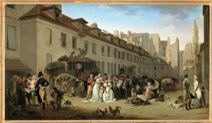 The Arrival of a Stagecoach in the Courtyard of the Messageries, Rue Notre-Dame-des-Victoires, Paris