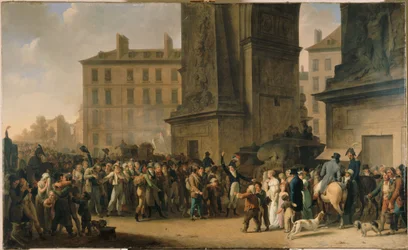 The conscripts of 1807 parading before the Porte Saint-Denis
