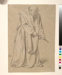 Study of a Monk Pulling on a Rope
