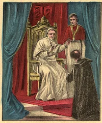 Louis-Gaston de Segur in front of Pope Pius IX