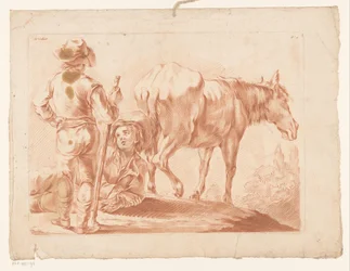Two boys with a horse