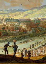 View of the city of Cape Francais (Cap de la Republique) view of the hill in Santo Domingo (detail)