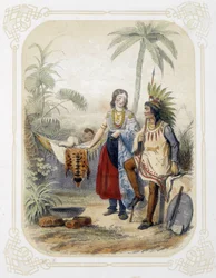 Family in Oceania - in Album du Jeune Voyageur, Illustrated by Louis Lassalle