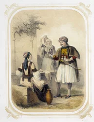 Inhabitants of Greece - in Album du jeune voyageur, illustrated by Louis Lassalle