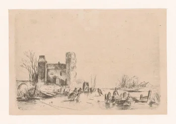 Skaters by a Castle
