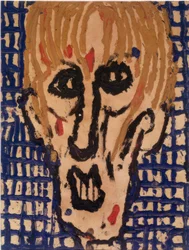 Male Head in Front of a Tiled Background