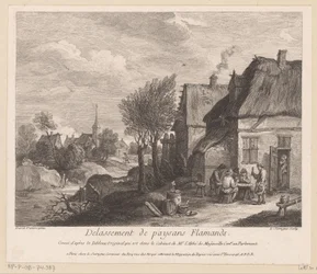Flemish Village Scene with Peasants Playing Cards