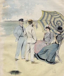 Sea baths: on the beach. From L. Vallet Watercolour. 1892