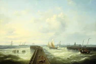 Fishing Boats off a Jetty at Ostend