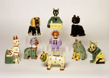 A group of porcelain vases shaped as stylised animals, 20th century