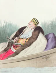 Ali de Tebelen, Pascha von Janina, drawn from nature on the Butrintosee