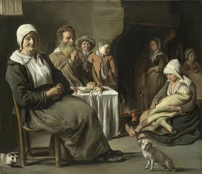 Peasant Interior with an Old Flute Player. Around 1642