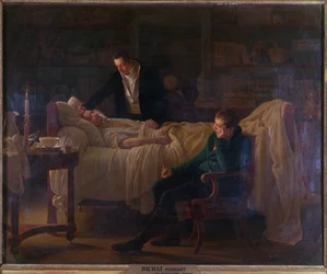 Marie Francois Xavier Bichat dying surrounded by the doctors Esparon and Philibert Joseph Roux
