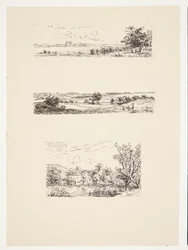 Sheet with Three Small Landscapes