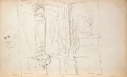 Man Leading Children (recto), Interior (verso)