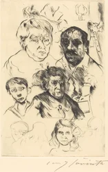 Assorted Heads and Self-Portrait, 1915