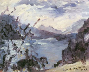Lake Walchen with Mountain Range and Shore Slope