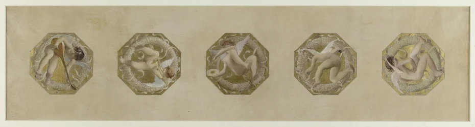 Sketch for Hôtel de Ville de Paris, Festive Staircase: Geniuses Bearing Festive Attributes, early 1888