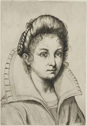 Portrait Bust of a Woman with a Large Collar, from Perfect School to Learn How to Draw the Entire Human Body
