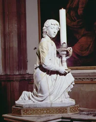 Angel holding a candle (glazed ceramic)