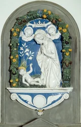 The Virgin Adoring the Child High Relief by Luca della Robbia 15th century Sanctuary of Verna, Italy