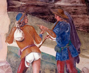 Saint Benedict Admonishes the Brother of Monk Valerian Who Has Broken His Fast (detail)