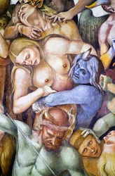 Damned in Hell (detail with self-portrait of Luca Signorelli)